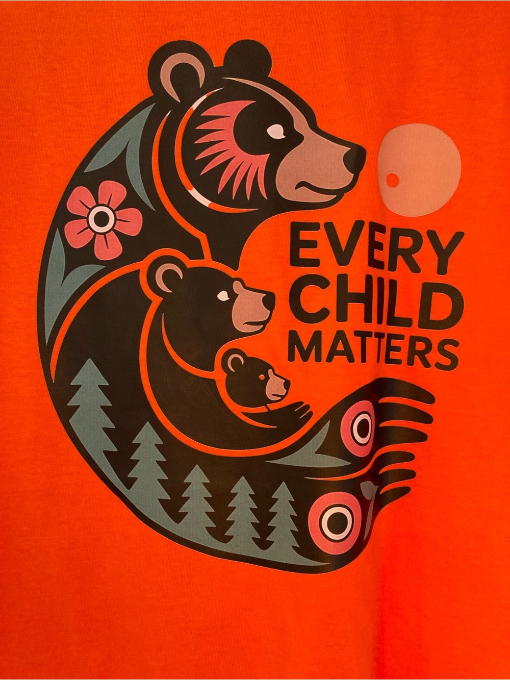 Gildan Orange Kids Tee with Bear 'Every Child Matters' Graphic